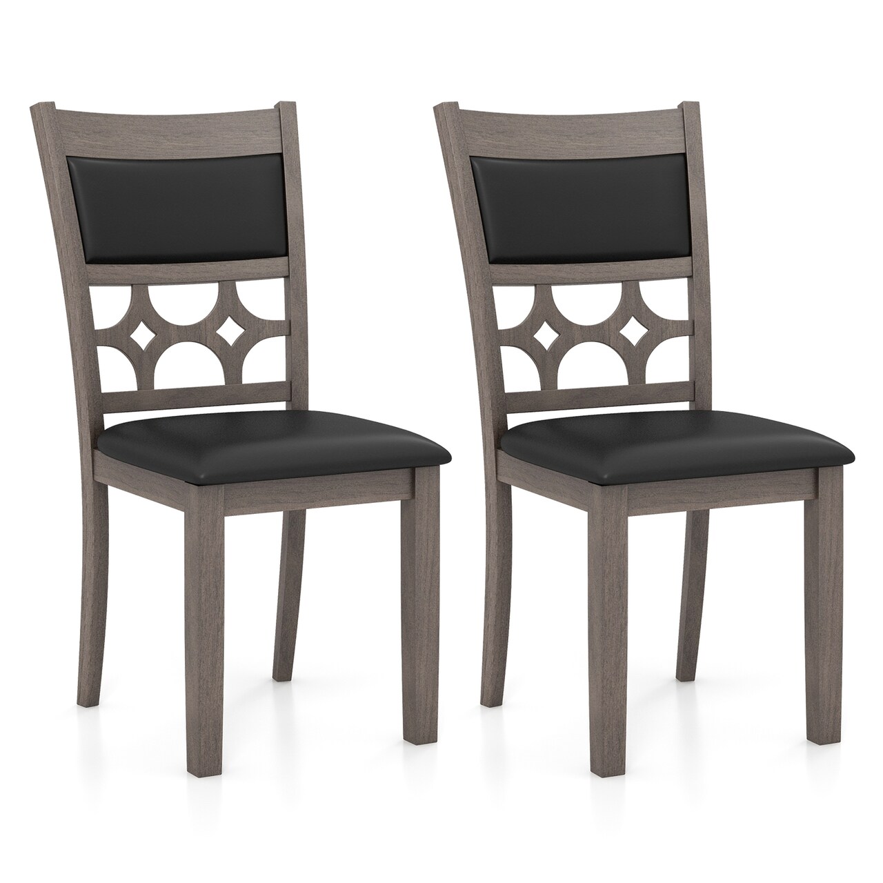 Costway Upholstered Dining Chair Set of 2/4 Armless Chair with Padded Backrest & Seat